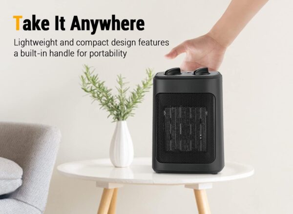 Space Heater, 1500W Electric Heaters Indoor Portable with Thermostat and Fan Modes for Bedroom