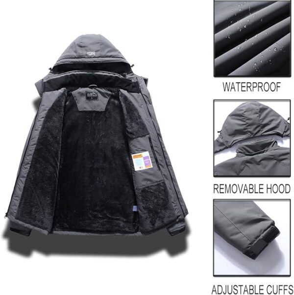 Pooluly Men's Ski Jacket Warm Winter Waterproof Windbreaker Hooded