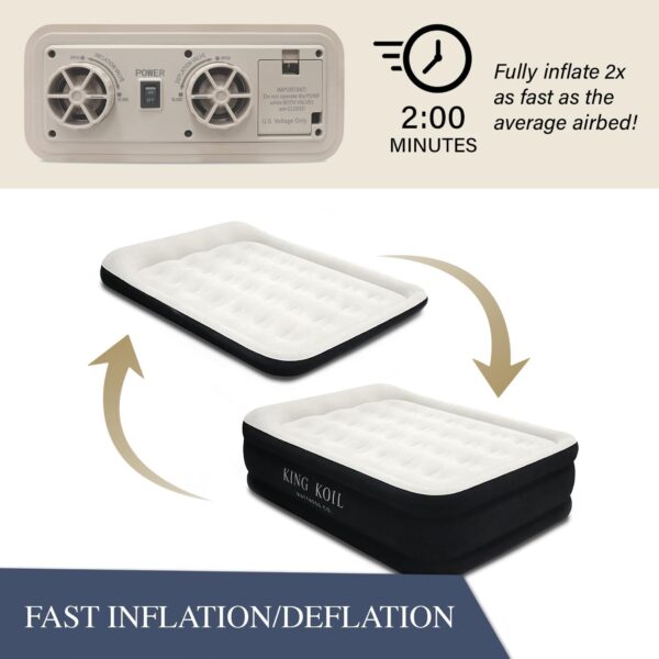 King Koil Luxury Full Size Plush Pillow Top Air Mattress with Built-in High-Speed Pump for Home