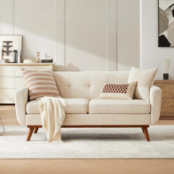 Kingfun 65.3" W Loveseat Sofa, Mid Century Modern Decor Love Seat Couches for Living Room
