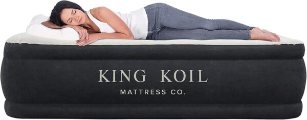 King Koil Luxury Full Size Plush Pillow Top Air Mattress with Built-in High-Speed Pump for Home
