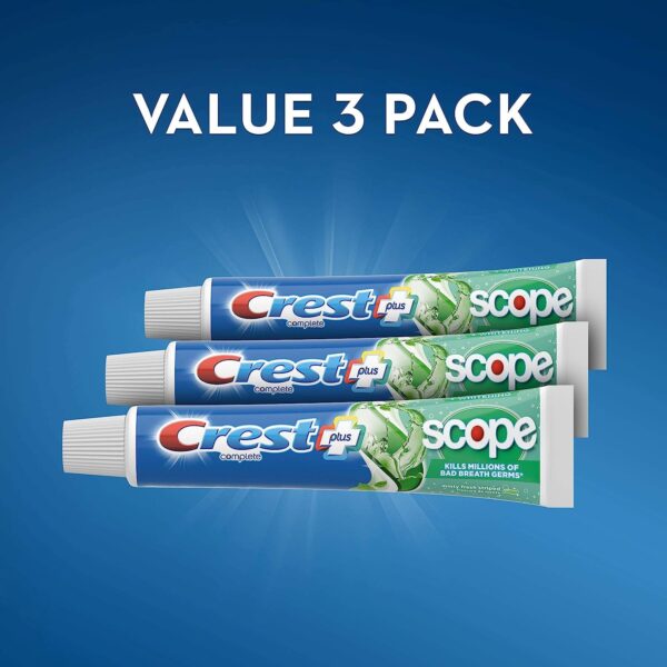 Crest + Scope Whitening Toothpaste - Pack of 3, 5.4 Oz Tubes - Anticavity Fluoride Toothpaste Minty Fresh Flavor