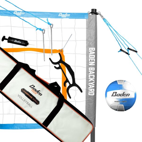 Baden Volleyball Net Set, Volleyball Bag, Adjustable Poles, & Outdoor Activities for Men, Women & Kids