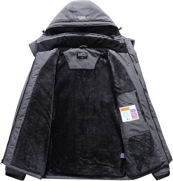 Pooluly Men's Ski Jacket Warm Winter Waterproof Windbreaker Hooded