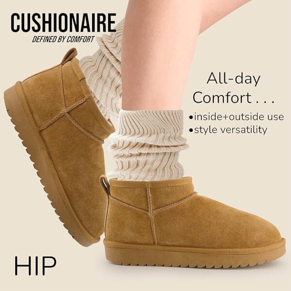 Genuine Suede Ankle Snow Boots - Pull-On with Cozy Faux Shearling Lining, +Memory Foam