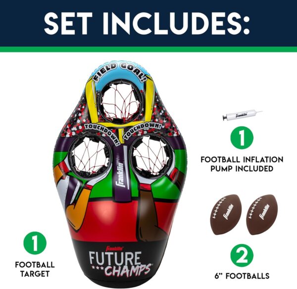 Franklin Sports Kids Football Target Toss Game - Inflatable Football Throwing Target Toy with Soft Mini Footballs