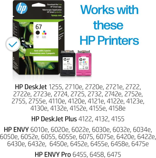 HP 67 Black/Tri-color Ink Cartridges