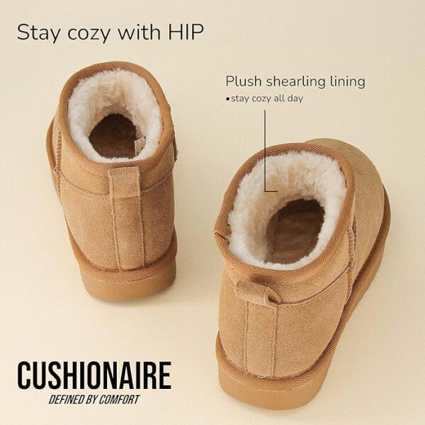 Genuine Suede Ankle Snow Boots - Pull-On with Cozy Faux Shearling Lining, +Memory Foam