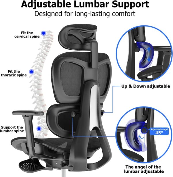 Ergonomic Mesh Office Chair with 3D Adjustable Armrest,High Back Desk Computer Chair