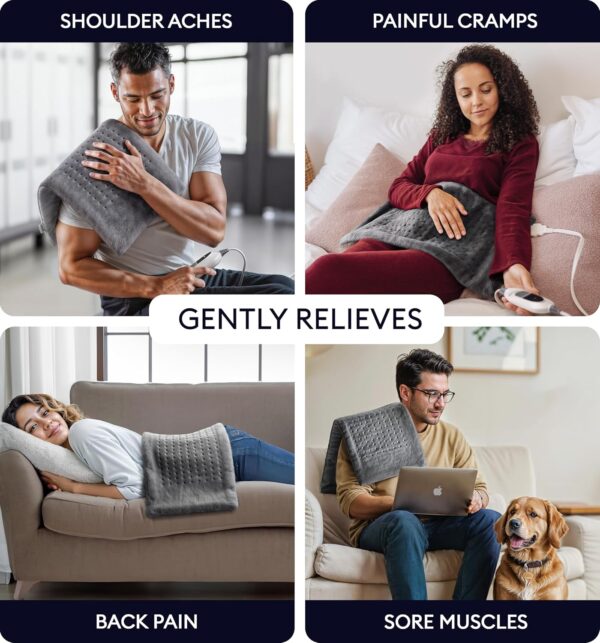GENIANI Large Electric Heating Pad for Back Pain & Cramps Relief,Heat Pad for Neck & Shoulder
