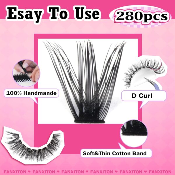 FANXITON DIY Lash Extension Kit Volume Lash Clusters 40D+50D D Curl Individual Lashes