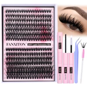 FANXITON DIY Lash Extension Kit Volume Lash Clusters 40D+50D D Curl Individual Lashes
