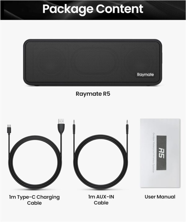 Raymate Bluetooth Speakers, 20W IPX7 Waterproof Speaker Wireless Bluetooth-V5.0, HiFi Stereo Sound
