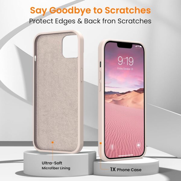 OuXul for iPhone 14 Case, iPhone 13 Case Shockproof Liquid Silicone Protective Phone Case with Soft Anti-Scratch