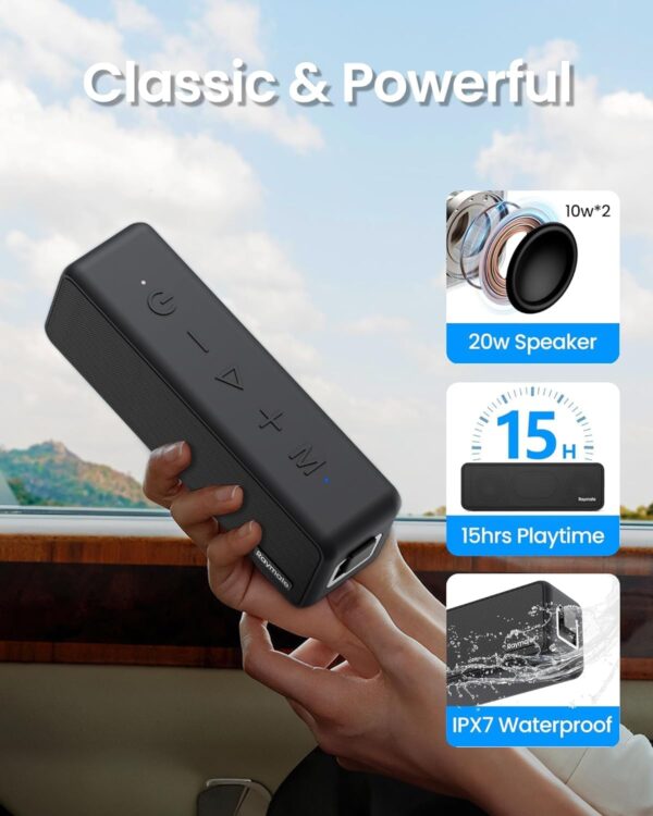 Raymate Bluetooth Speakers, 20W IPX7 Waterproof Speaker Wireless Bluetooth-V5.0, HiFi Stereo Sound