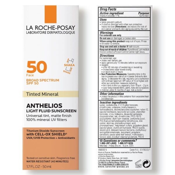 La Roche-Posay Anthelios Tinted Sunscreen SPF 40+, Broad Spectrum SPF + Antioxidants, Titanium Dioxide