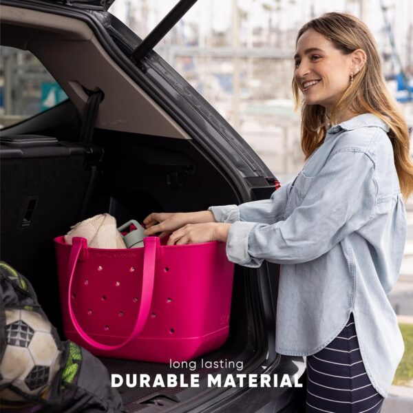 Simple Modern Extra-Large Beach Bag | Waterproof Getaway Rubber Tote with Zipper Pocket for Travel