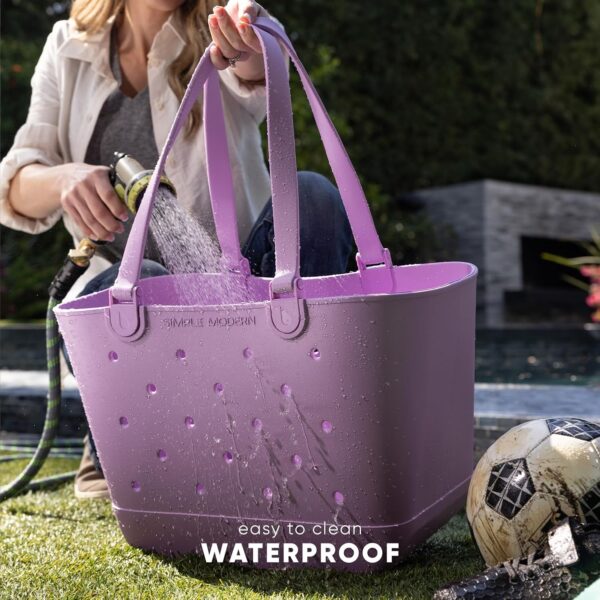 Simple Modern Extra-Large Beach Bag | Waterproof Getaway Rubber Tote with Zipper Pocket for Travel