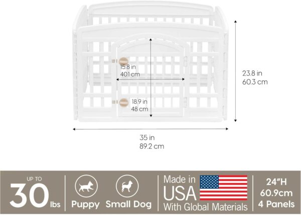 IRIS USA 24" 4-Panel Dog Playpen with Door, 35 x 35 x 24, Puppy Playpen