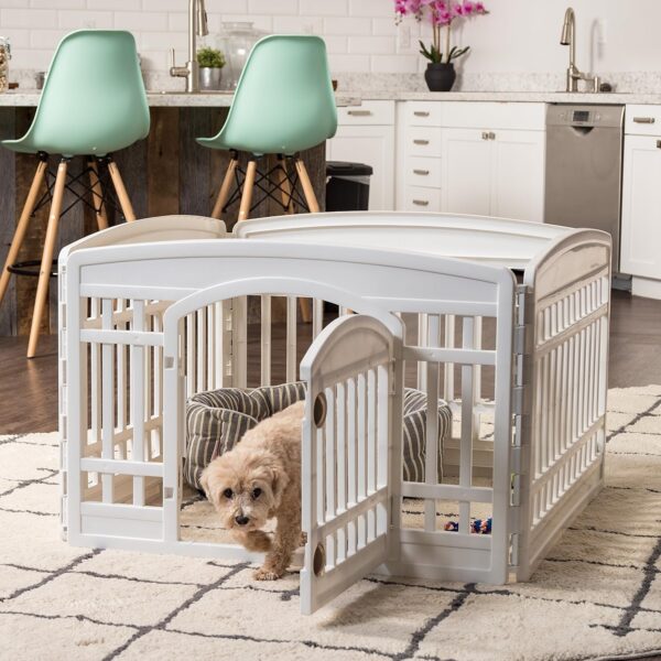 IRIS USA 24" 4-Panel Dog Playpen with Door, 35 x 35 x 24, Puppy Playpen