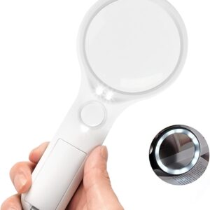 Magnifying Glass with Light - THRIVINGIVAN 3X 45x Handheld Lighted Led Magnifier for Kids