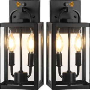 Dusk to Dawn Outdoor Wall Light Fixtures, Exterior Waterproof Wall Mount Lantern, Porch Sconces Lighting with E12 Sockets
