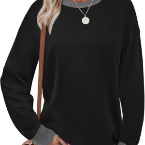 Saloogoe Sweatshirts for Women Crewneck Long Sleeve Loose Fit Tops color