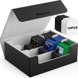 Mlikero Card Deck Case for Trading Cards 1800+, Trading Card Storage Box with 10 Dividers and 3 Foam Stoppers